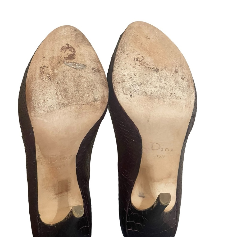 Christian Dior Python Leather Peep Toe Pumps Heels Burgundy Wine size 351/2 (5.5 - Picture 10 of 15